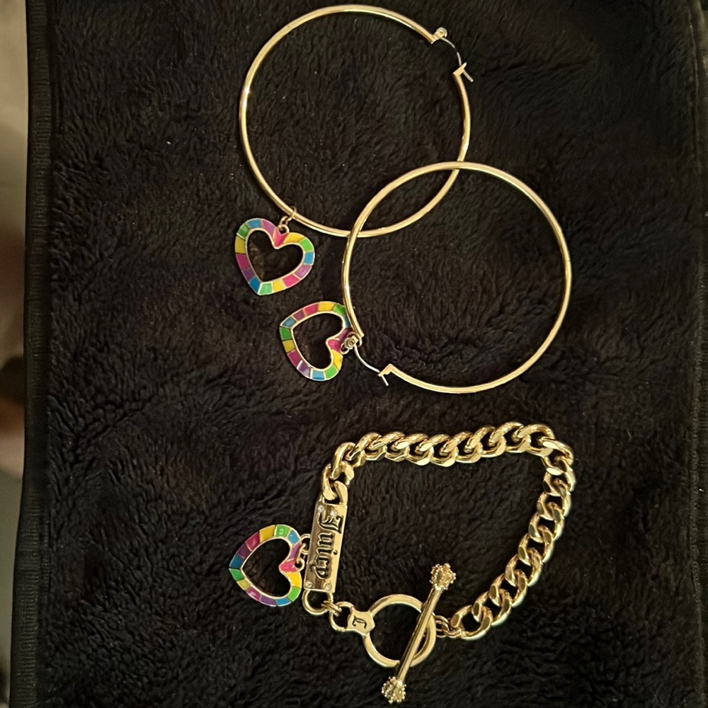 Gently used juicy couture earrings and bracelet
